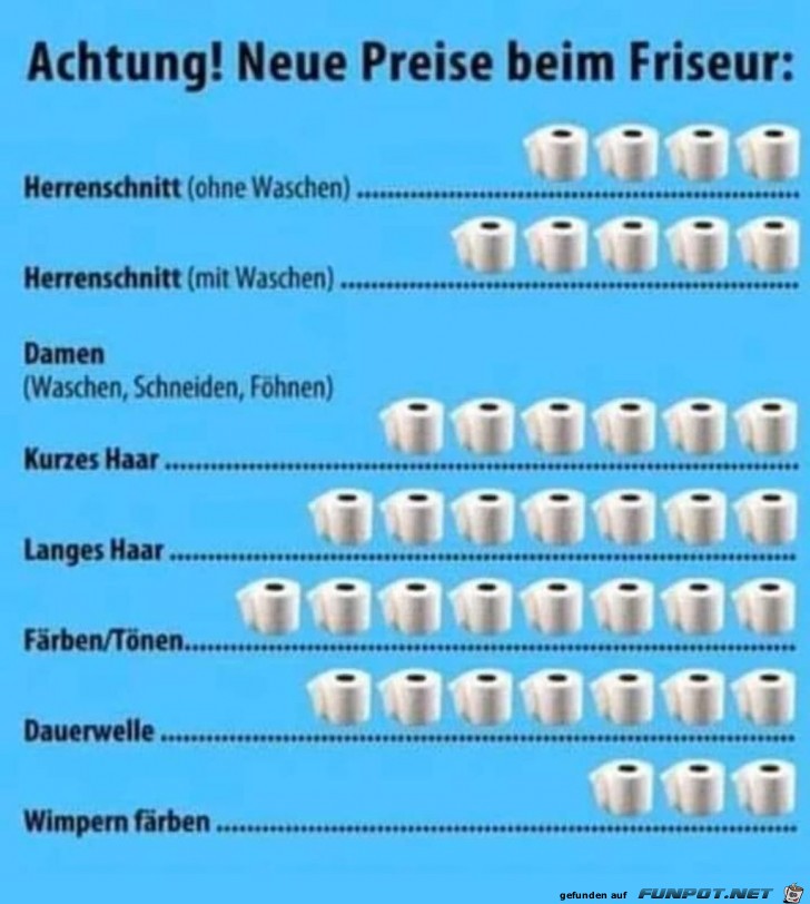 Achtung ! Neue Preise beim Frisr :