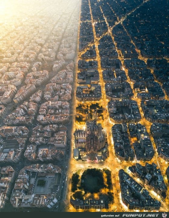 Barcelona bei Tag und Nacht