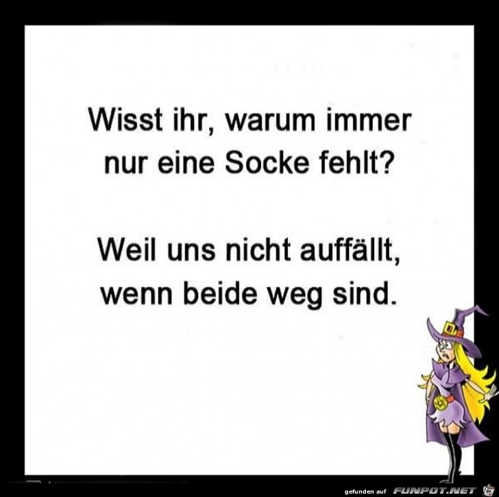 Wisst ihr, warum immer nur eine Socke fehlt ?