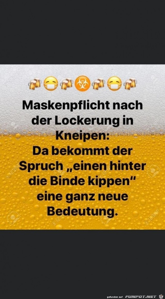 Maskenpflicht nach der Lockerung in Kneipen: