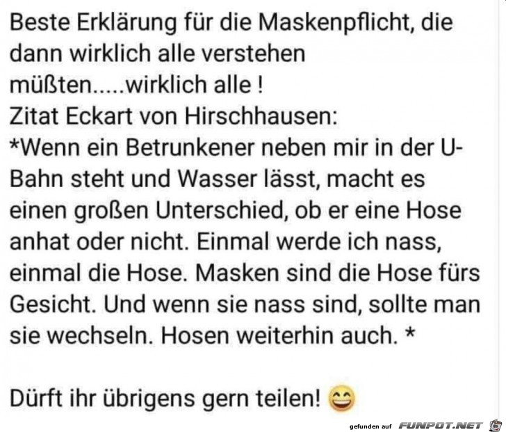 Beste Erklrung fr die Maskenpflicht