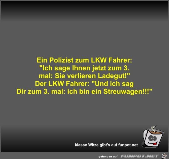 Ein Polizist zum LKW Fahrer