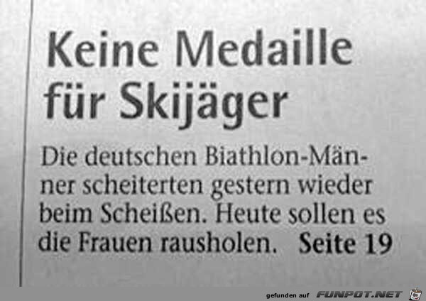 Keine Medaille fr Skijger !