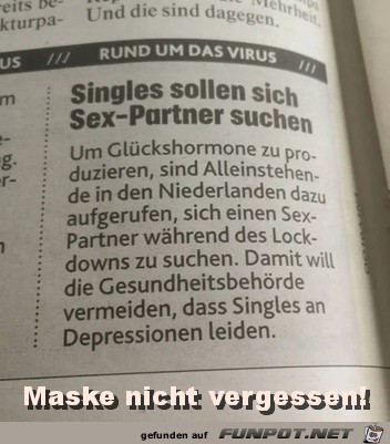 Sex ok - aber nicht ohne Maske