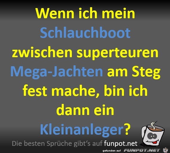 Mein Schlauchboot zwischen Mega-Jachten