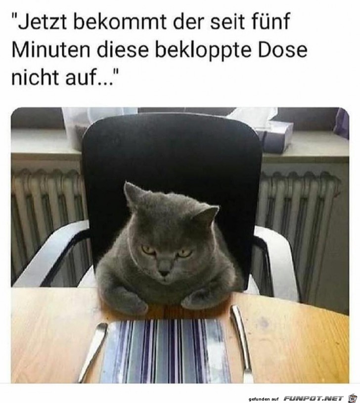 Jetzt kriegt der die Dose nicht auf