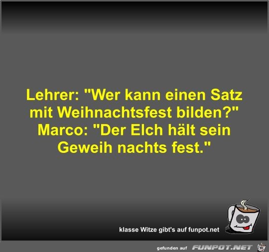 Lehrer: Wer kann einen Satz mit Weihnachtsfest bilden?