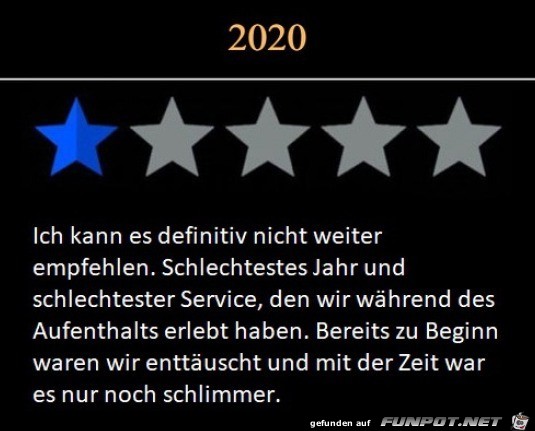 Schlechte Bewertung fr 2020