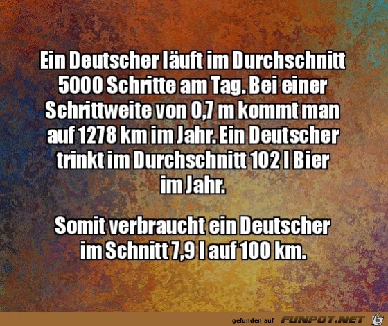 Was ein Deutscher auf 100km verbraucht