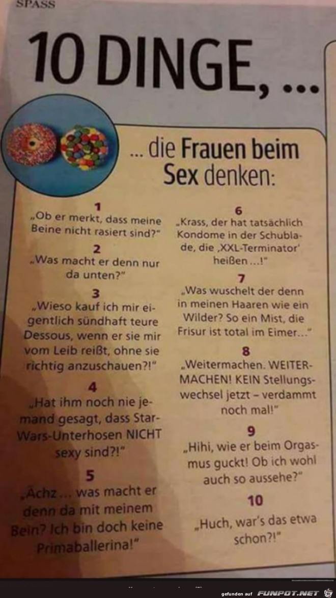 10 Dinge, die Frauen beim Sex denken