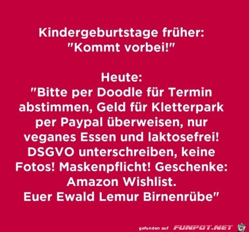 Kindergeburtstag heute