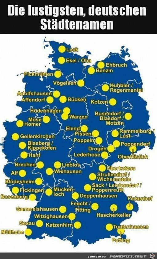 die lustigsten, deutschen Stdtenamen