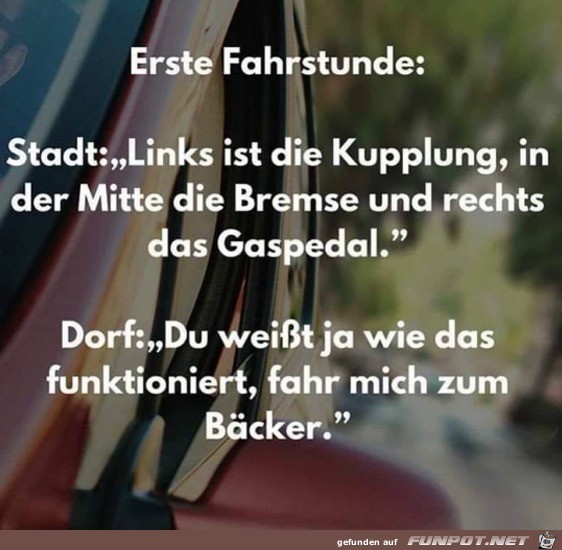 In der ersten Fahrstunde