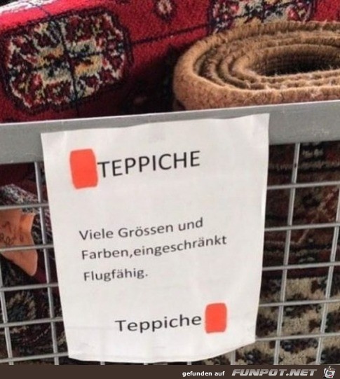 Nur eingeschrnkt flugfhige Teppiche