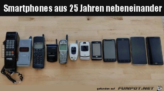 Smartphones aus 25 Jahren