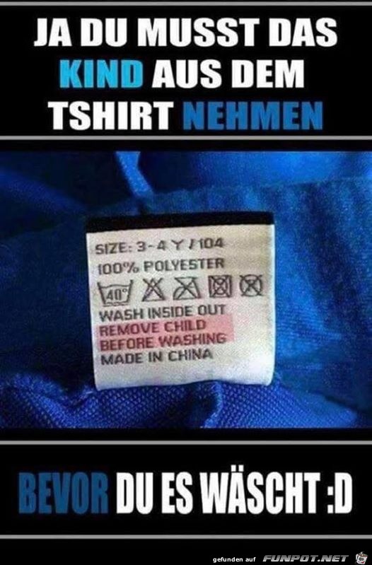 Kind aus der Kleidung nehmen