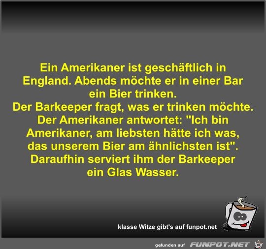 Ein Amerikaner ist geschftlich in England