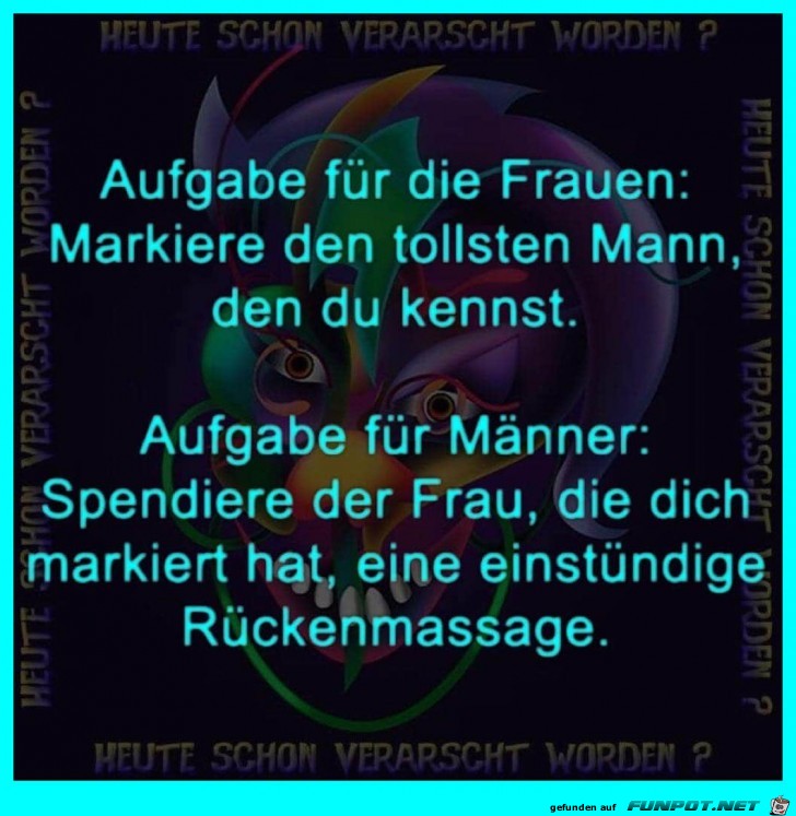 Aufgabe für Frauen und Männer Aufgabe für Frauen und Männer