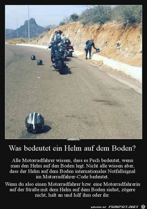 Was bedeutet ein Helm auf dem Boden ?