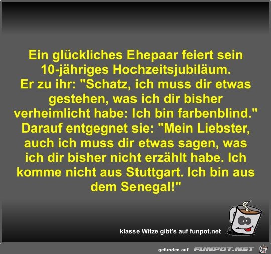 Ein glckliches Ehepaar feiert sein 10-jhriges...