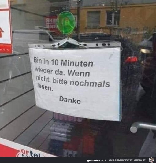 Bin in 10 Minuten...