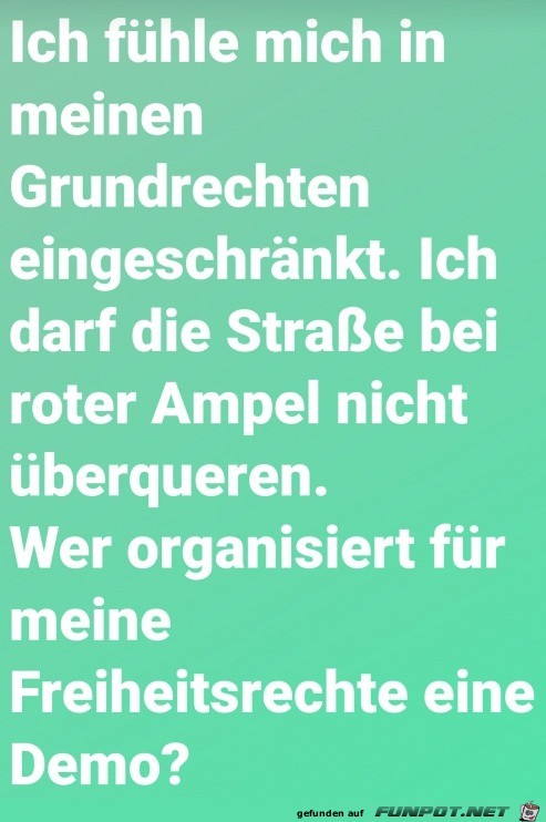 Ich fühle mich in meinen Grundrechten eingeschränkt Ich fühle mich in meinen Grundrechten eingeschränkt