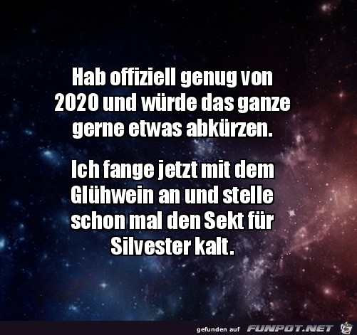 Ich habe genug von 2020