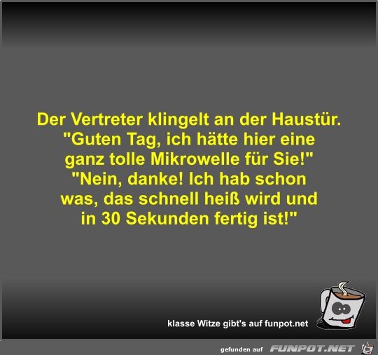 Der Vertreter klingelt an der Haustr