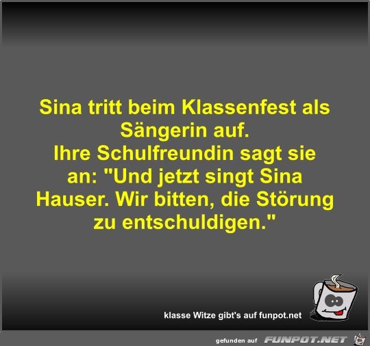 Sina tritt beim Klassenfest als Sngerin auf