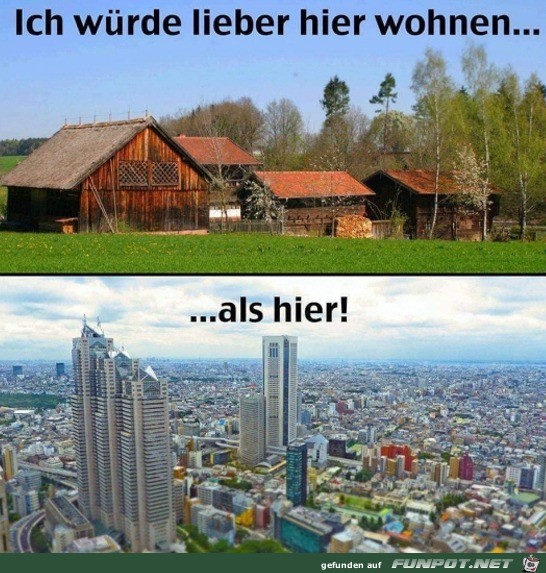 Lieber auf dem Land als in der Stadt wohnen