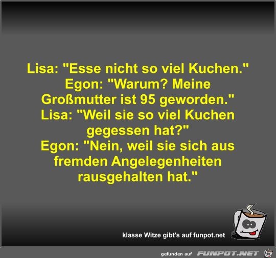 Lisa: Esse nicht so viel Kuchen