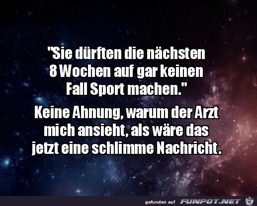 8 Wochen keinen Sport machen 8 Wochen keinen Sport machen