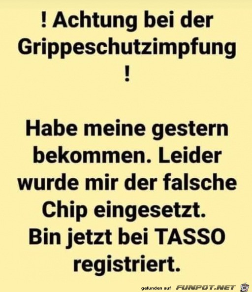 Falschen Chip eingesetzt