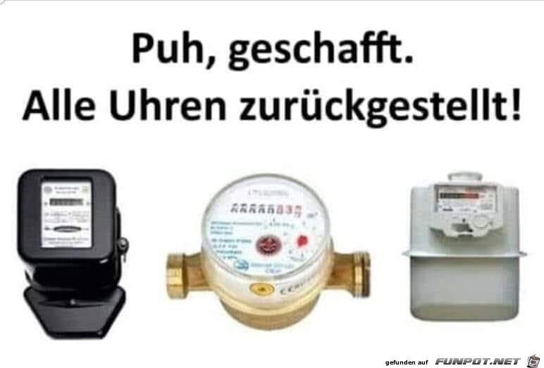 alle Uhren zurueck