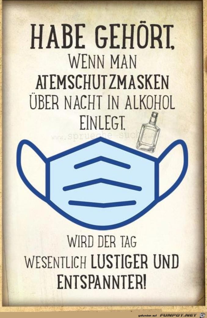 Atemschutzmasken in Alkohol einlegen