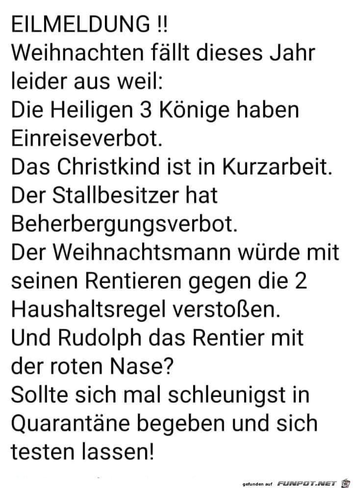 Weihnachten fllt aus