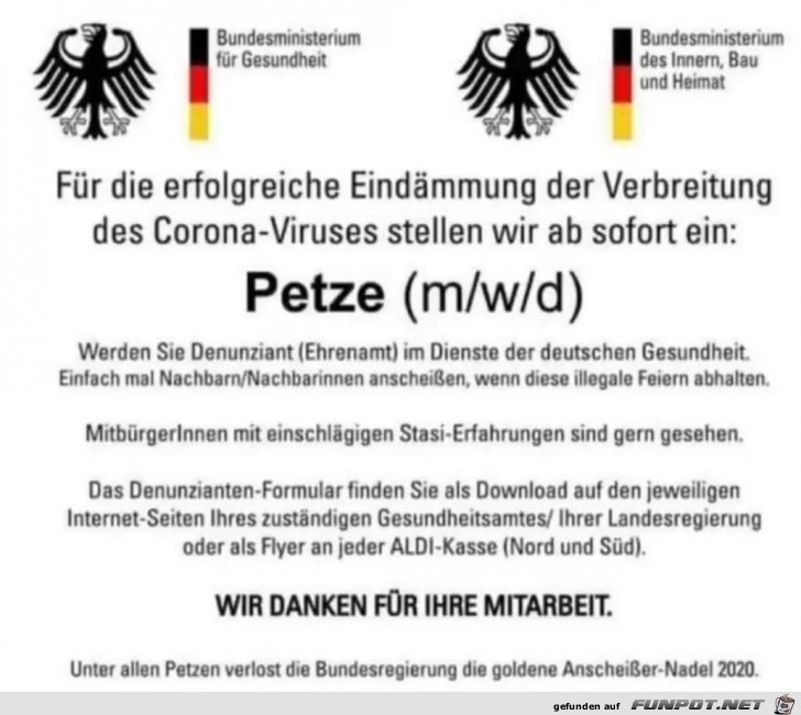 wir stellen eine Petze ein