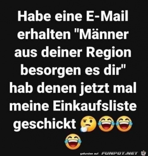 Einkaufsliste geschickt