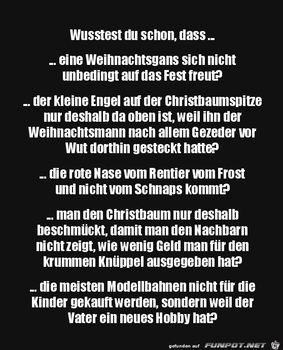 Was du ber Weihnachten nicht wusstest