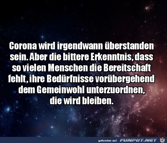 Corona ist irgendwann berstanden