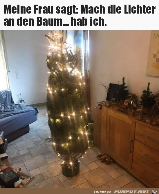 Mach die Lichter an den Baum