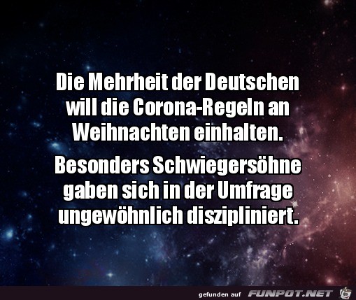 Schwiegershne halten sich an Corona-Regeln