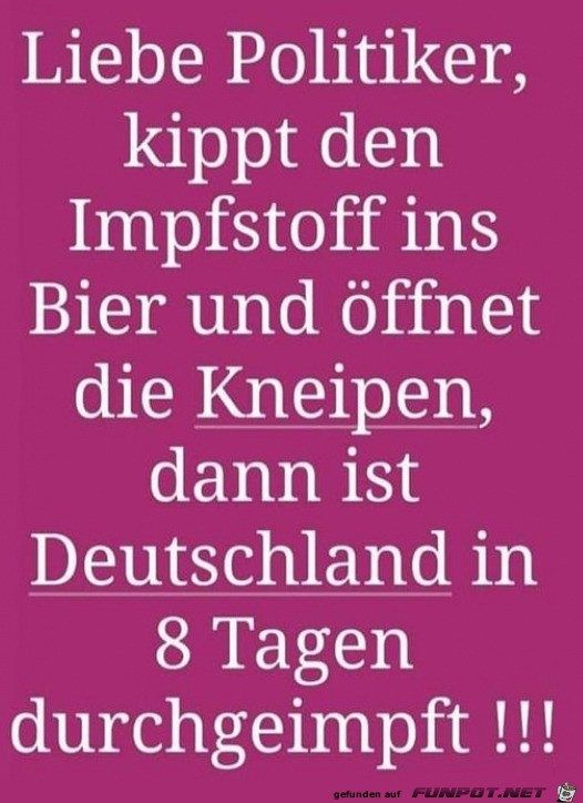 Impfstoff Ins Bier Kippen