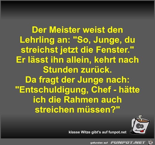 Der Meister weist den Lehrling an