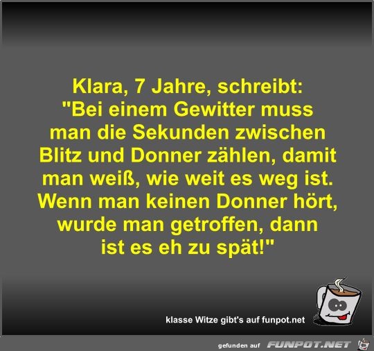 Klara, 7 Jahre, schreibt