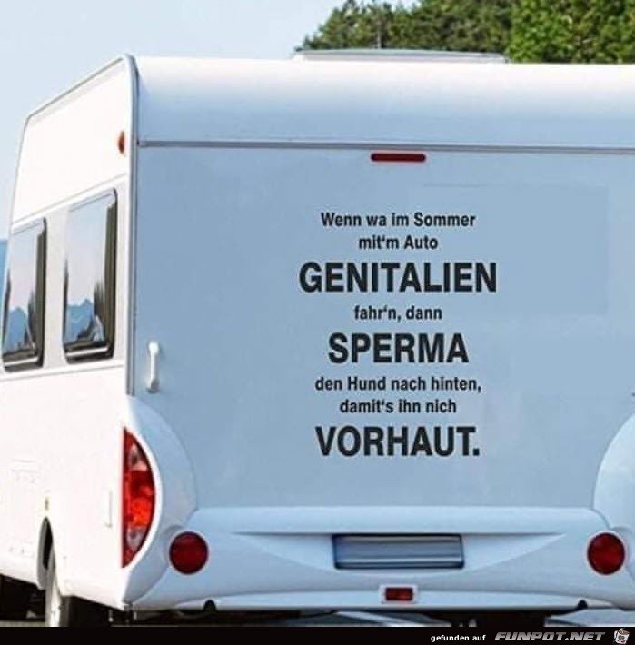 Lustiger Spruch auf Campingwagen