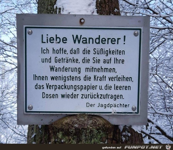 Hinweis fr Wanderer