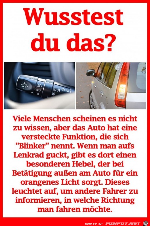 Es gibt einen Blinker