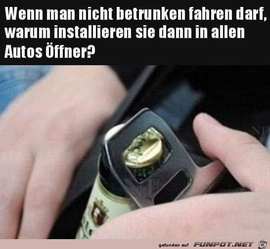 Flaschenffner im Auto installiert