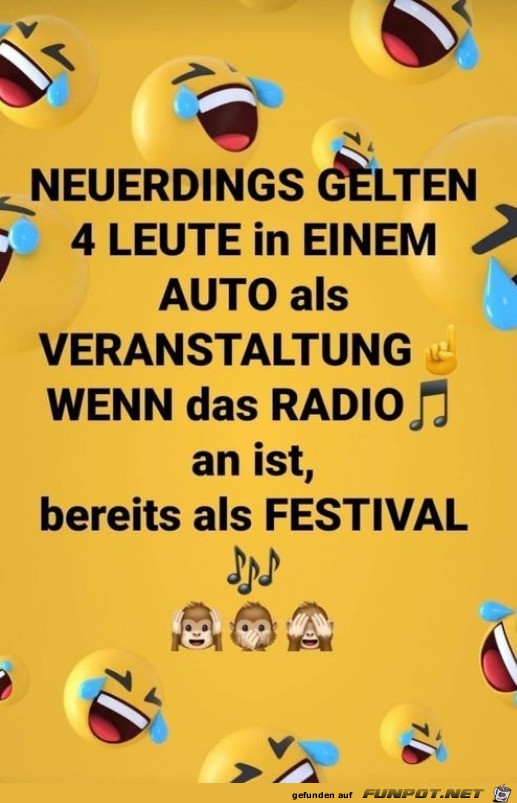 4 Leute im Auto gelten als Festival